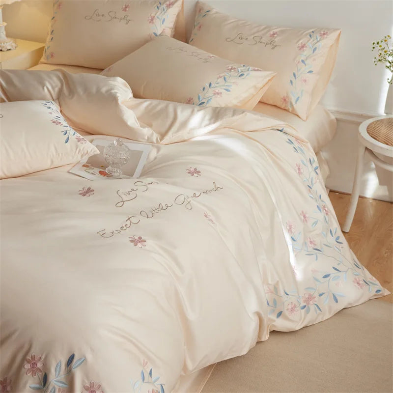 Afralia™ Luxury Cotton Embroidered Bedding Set for Romantic Bedroom - High Quality Quilt Set