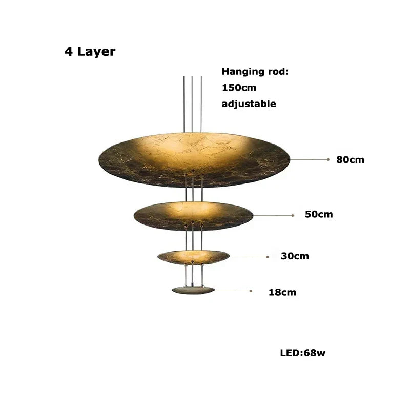 Afralia™ Gold Foil Pendant LED Chandelier, Modern Italian Design for Villas