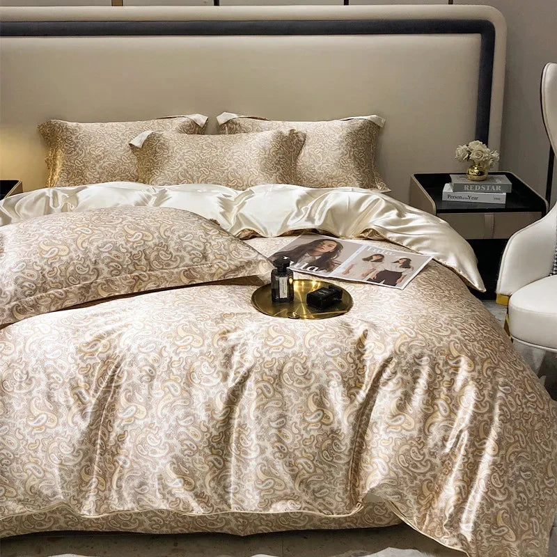 Afralia™ Mulberry Silk Bedding Sets - Summer Print Comforter Set for Adults