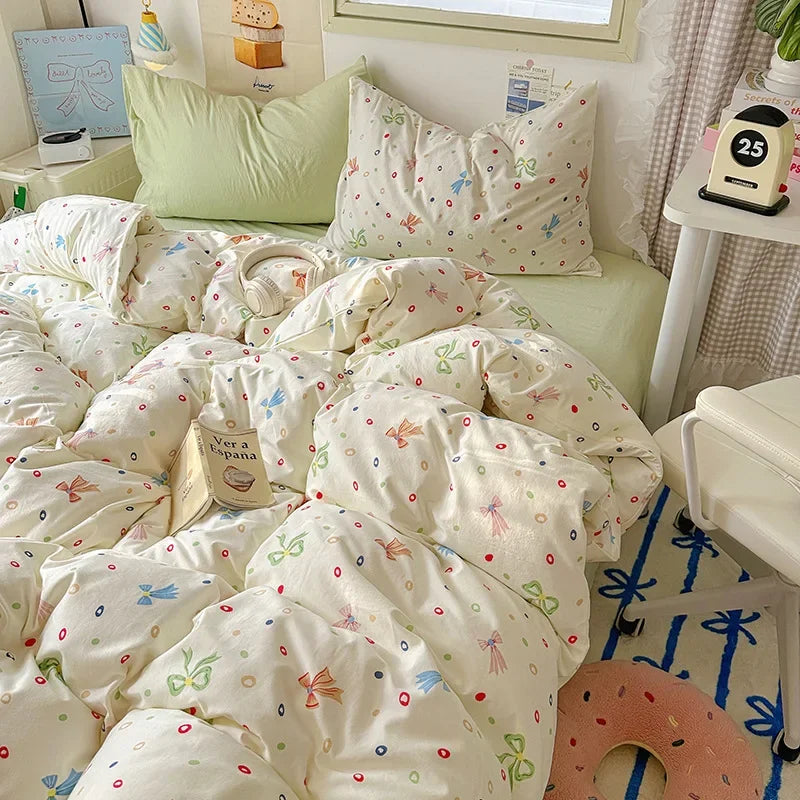 Afralia™ Cartoon Print Quilt Cover Set for King Queen Beds - All Seasons Comfort