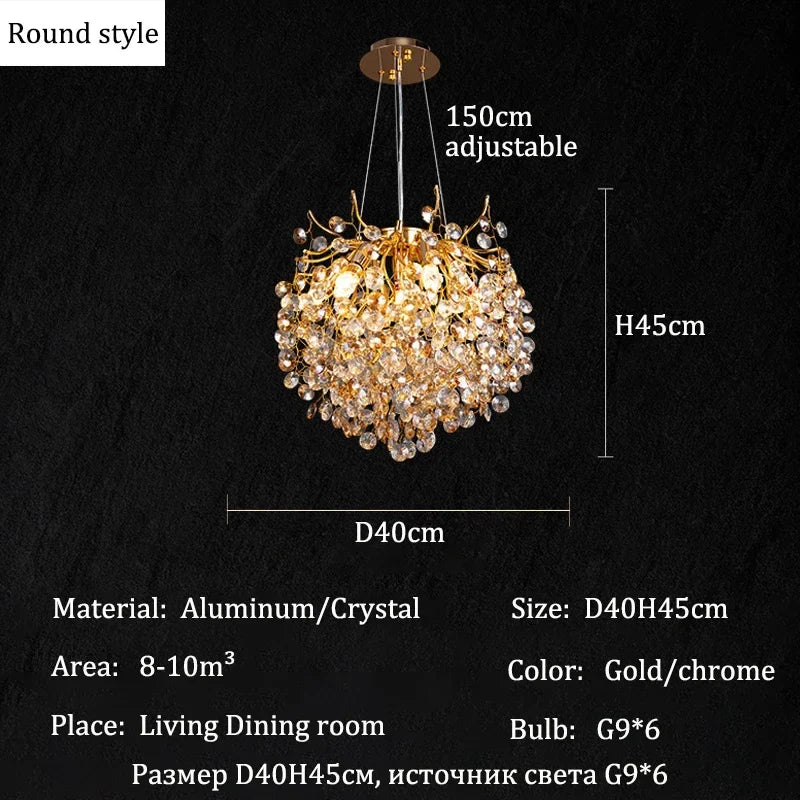 Afralia™ Crystal Chandeliers: Elegant Lighting Decor for Home Villa Living Room Bedroom