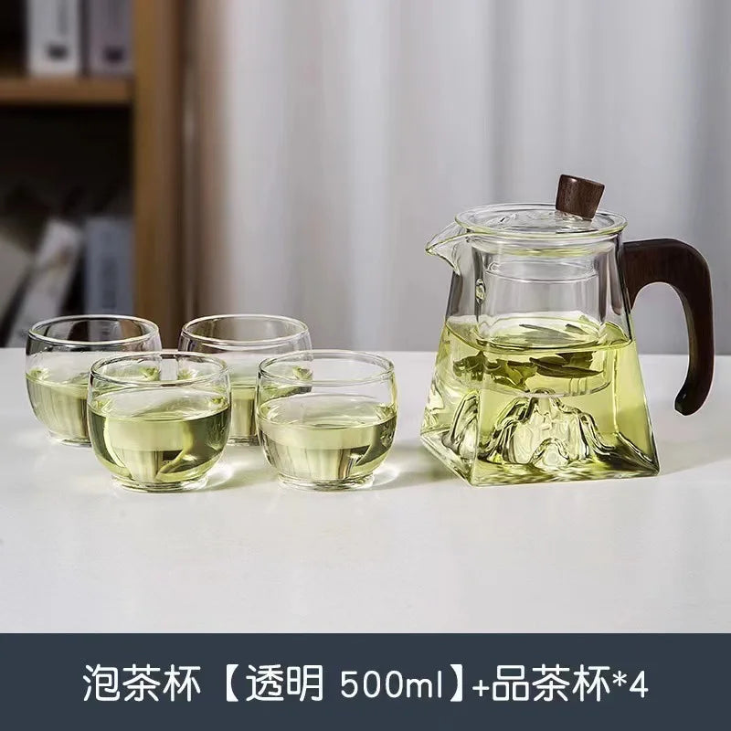 Afralia Glass Tea Pot with Infuser Herbal Flower Tea Kettle Clear Square Filter