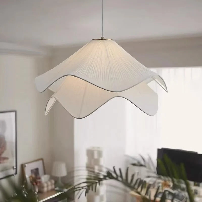 Afralia Fabric Petal Pendant Lights - Nordic Creamy Bar Suspension Lamp