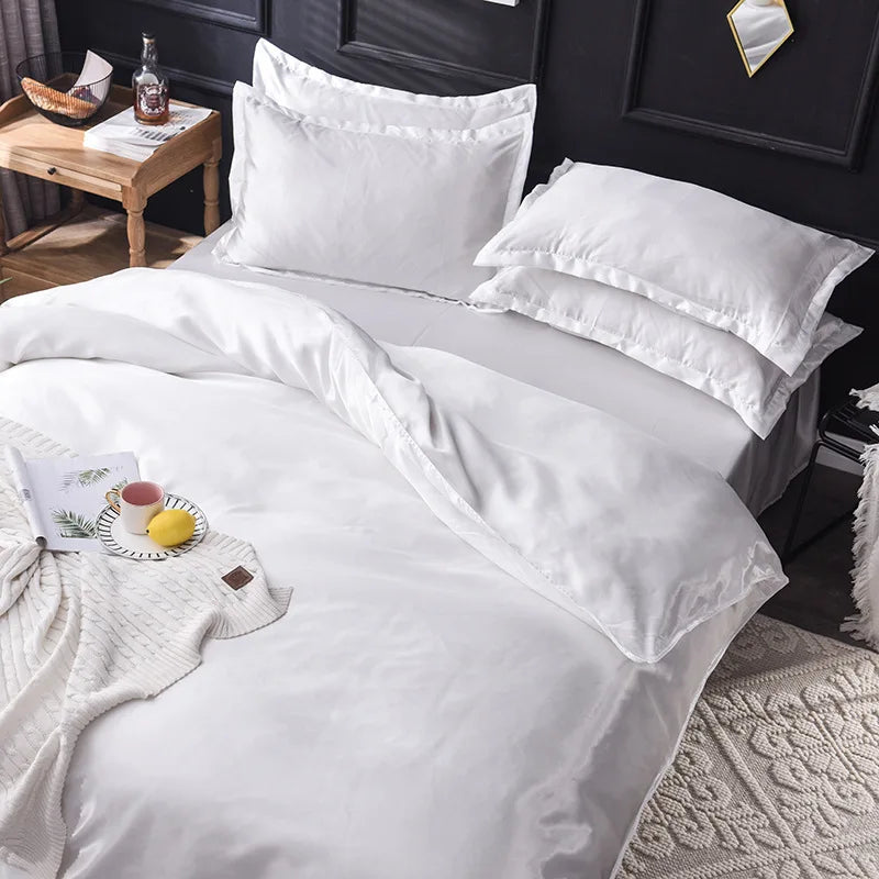 Afralia™ Ice Rayon Satin Bedding Set: Cooling, Soft, Summer Comfort for Twin-Double Bed