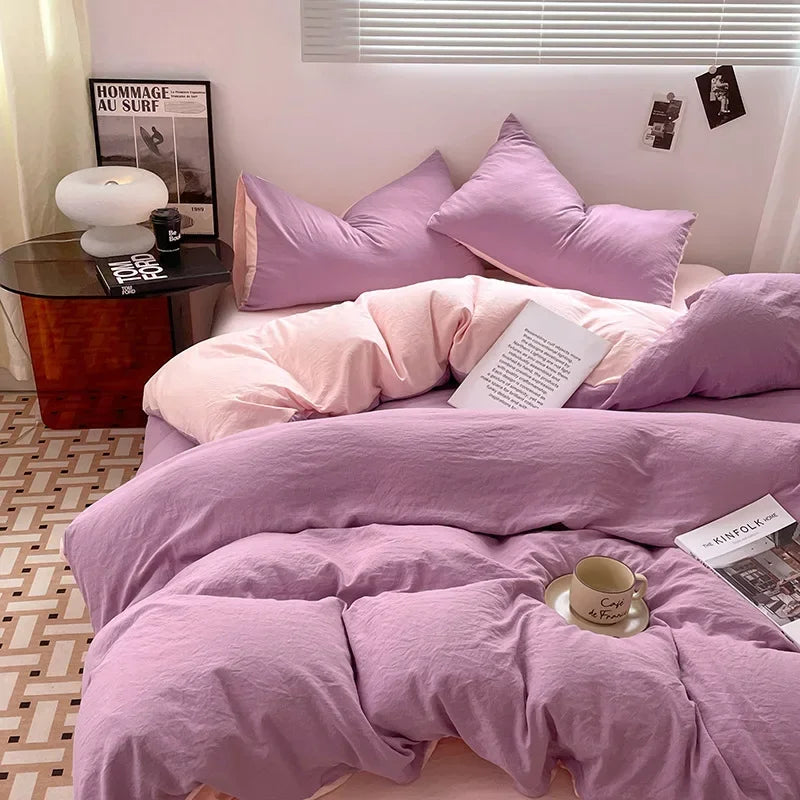 Afralia™ Soft Bedding Set: Fitted Sheet, Duvet Cover, Pillowcase - Queen/King Size