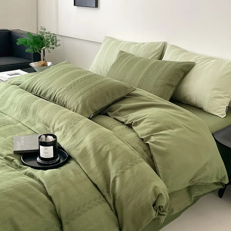 Afralia™ Jacquard Cotton Bedding Set for Queen King Size - Skin Friendly Comforter Cover