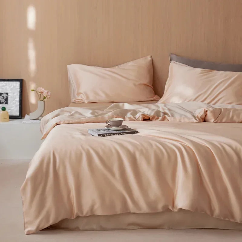 Afralia™ 60S Rayon Silk Bedding Set | Solid Color | Summer Cooling | Twin-King