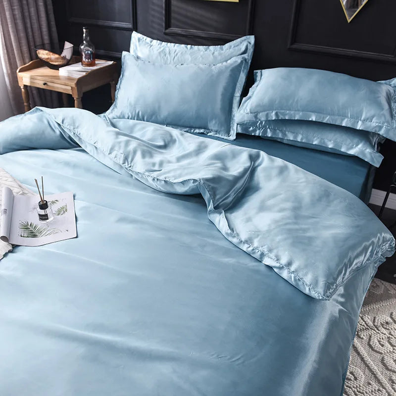 Afralia™ Ice Rayon Satin Bedding Set: Cooling, Soft, Summer Comfort for Twin-Double Bed
