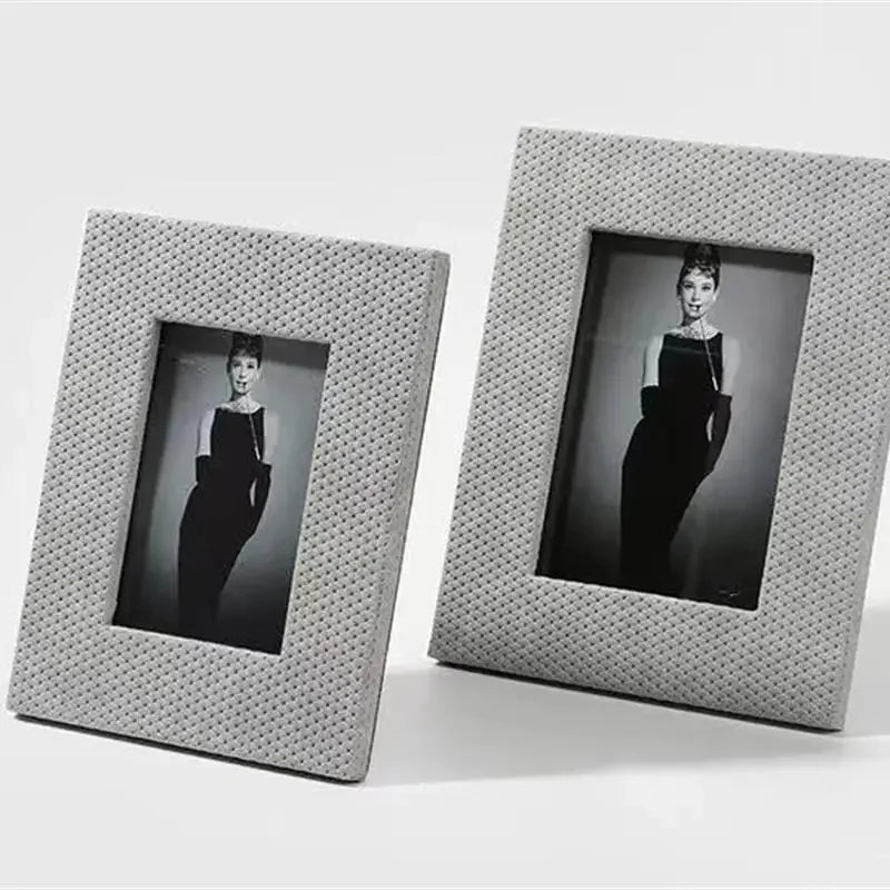 Afralia™ Hand-woven Leather Wedding Photo Gift Frame - Modern Home Decoration