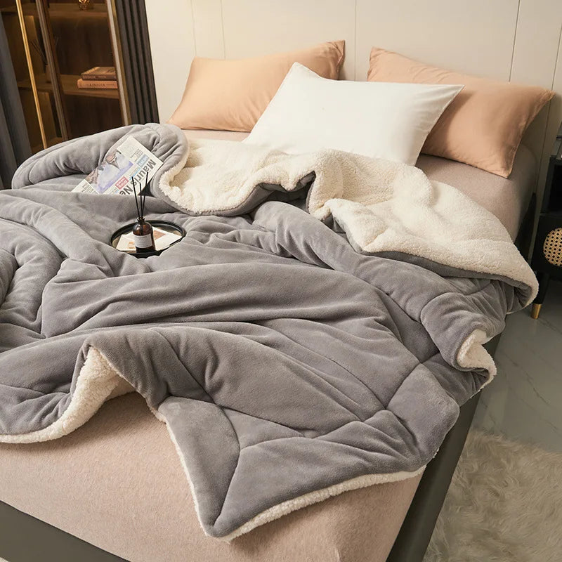 Afralia™ Warm Lamb Fleece Double Layer Blanket - Thick Milk Velvet Quilt