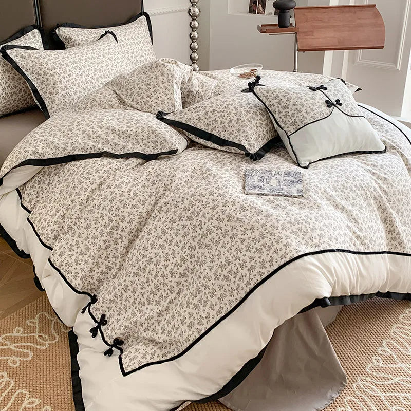 Afralia™ Printed Cotton Bedding Set, High Quality, Queen/King Size, Skin-Friendly, Double Bed Linens