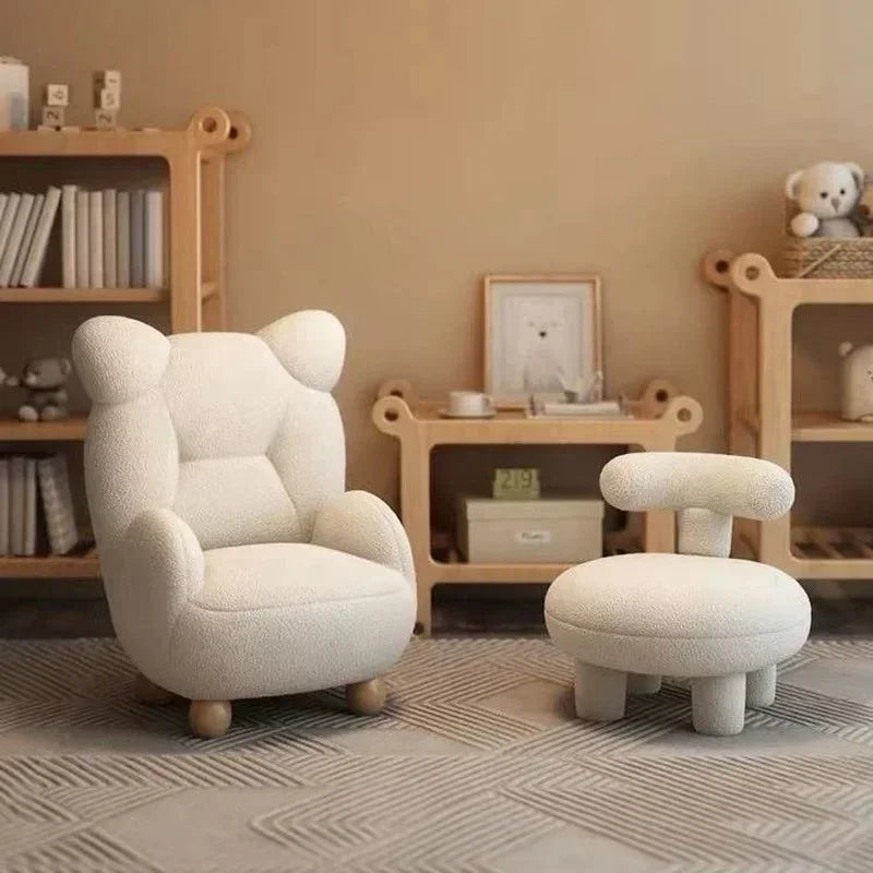 Afralia™ Kids' Lamb Velvet Bear Sofa Chair: Cute & Cozy Single Seat for Bedroom & Living Room