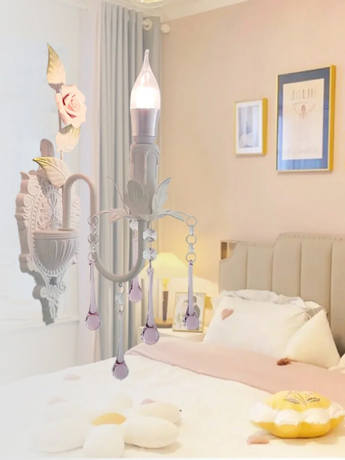 Afralia™ Rose Bloom Bedroom Wall Sconce