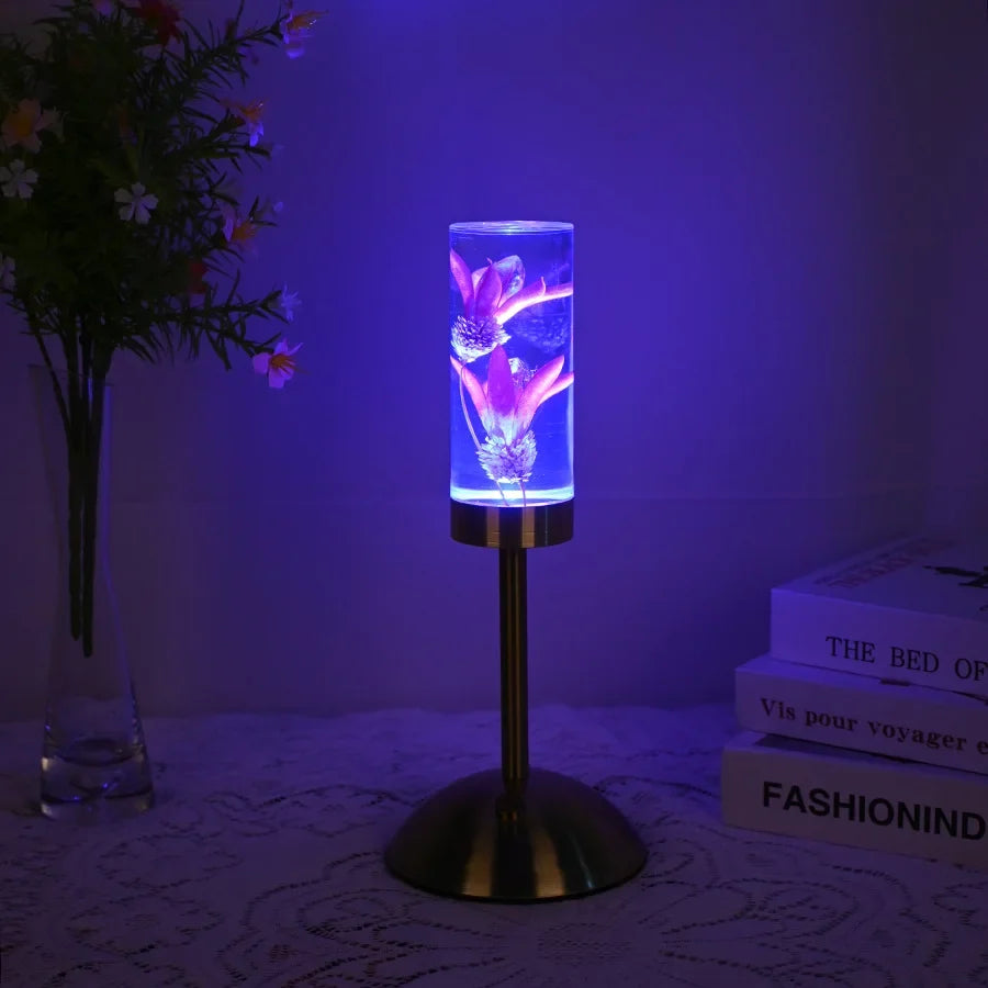 Afralia™ Eternal Flower Acrylic Desk Lamp LED Nightlight Bedroom Bedlight Decoration