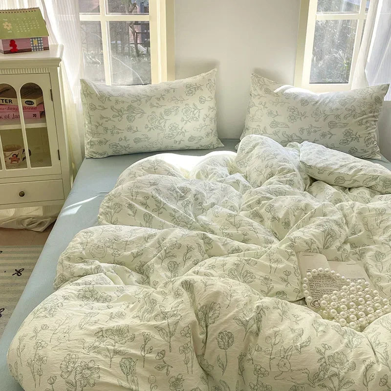 Afralia™ Jacquard Double-Layer Yarn Fitted Sheet Set - Cloud Touch Soft Skin-Friendly Bedroom Decor