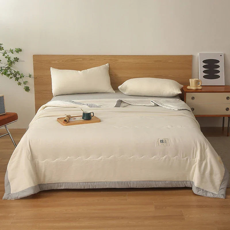 Afralia™ Pure Cotton Summer Quilt: Soft, Breathable, Washable, Skin-Friendly Blanket