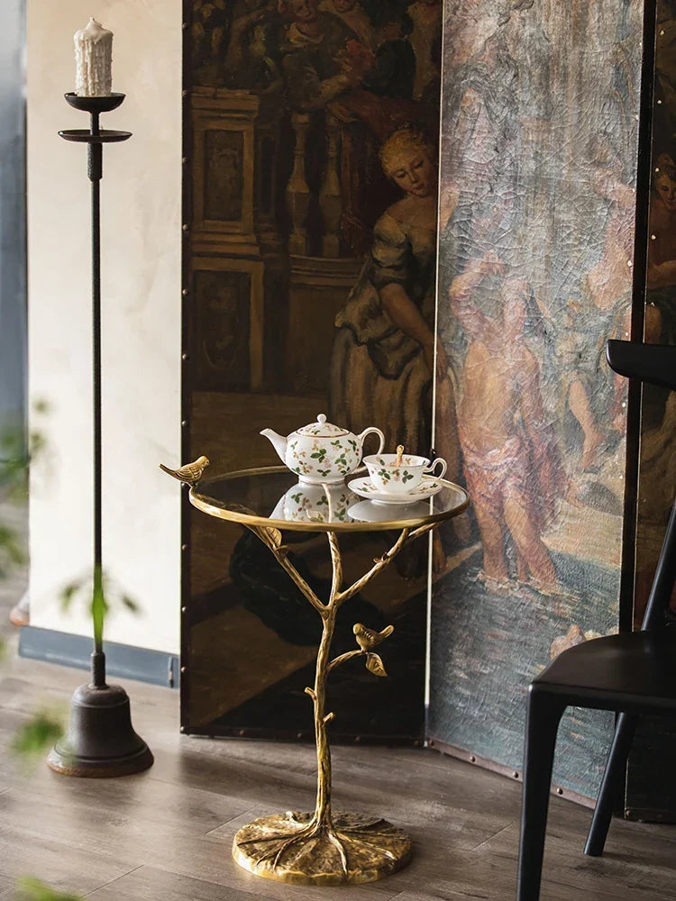 Afralia™ Brass Bird Side Table - Luxury Living Room Sofa Table for Creative Home Decor