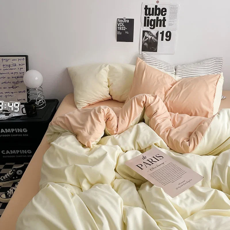 Afralia™ Solid 4-Piece Washed Cotton Bedding Set: Breathable & Cozy for Any Season