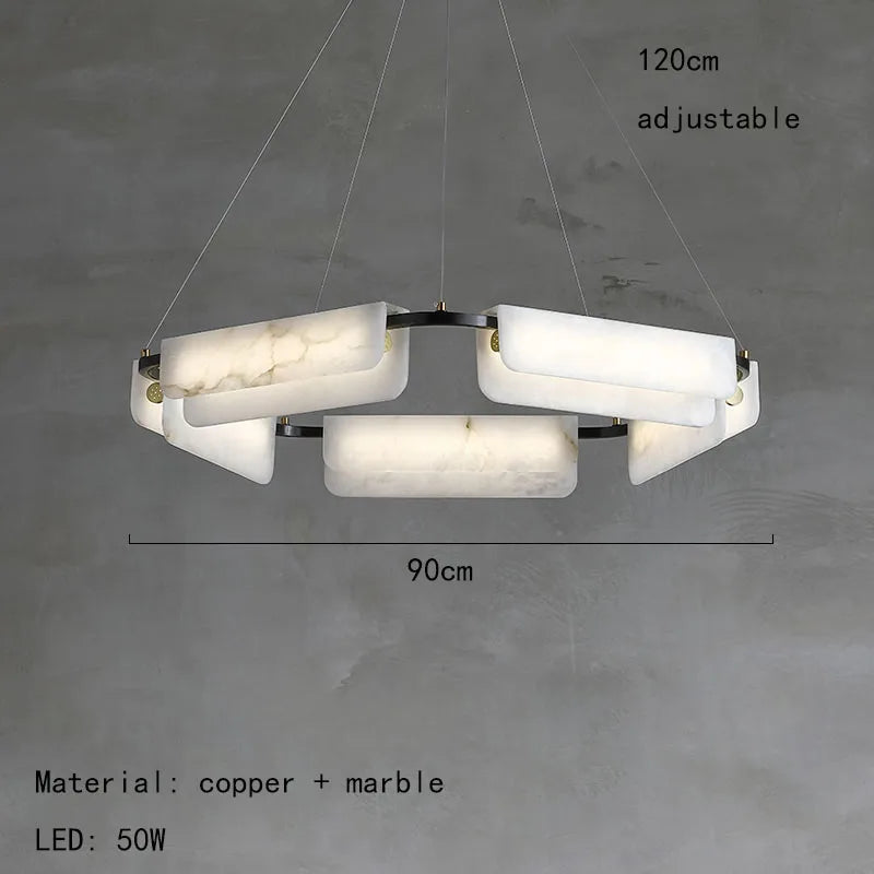 Afralia™ Marble LED Ceiling Chandelier, Dimmable Dining Room Pendant - Modern Minimalist Decorative Lighting