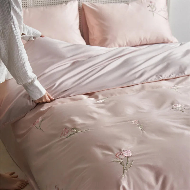 Afralia™ Luxury Cotton Embroidered Bedding Set for Romantic Bedroom - High Quality Quilt Set