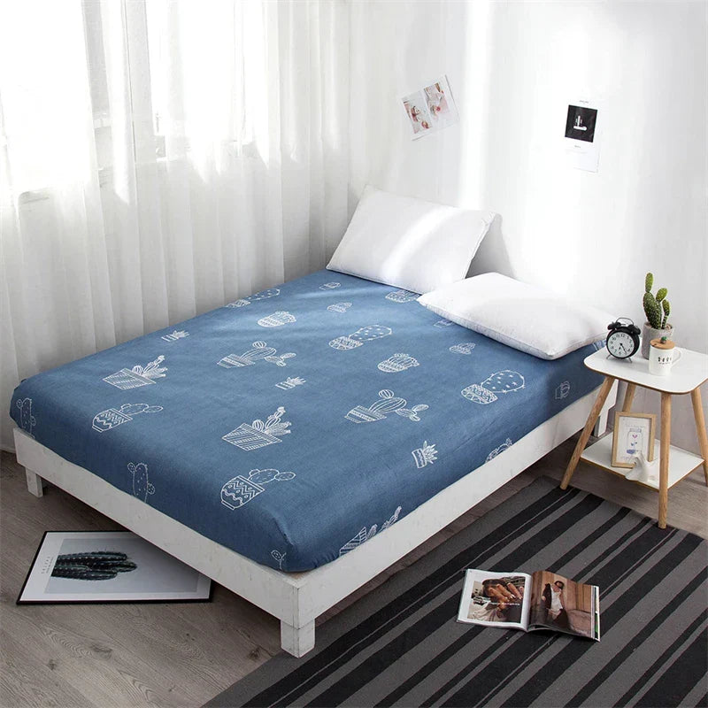 Afralia™ Plaid Printed King Size Fitted Bed Sheet - Soft Elastic Band Sheet