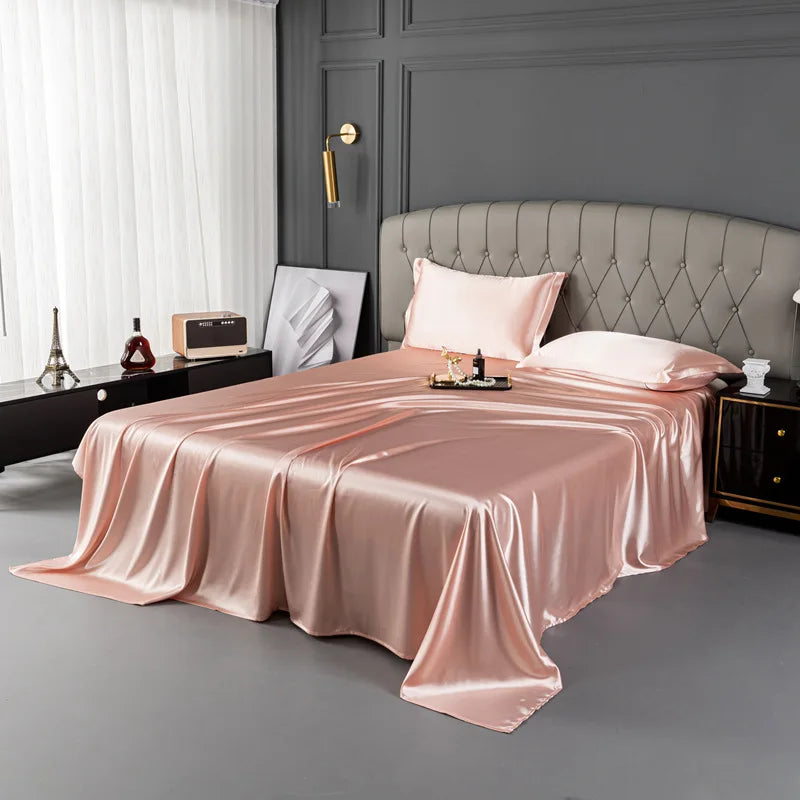Afralia™ Mulberry Silk King Size Sheet Set - Luxury Soft Bed Cover in Solid Color