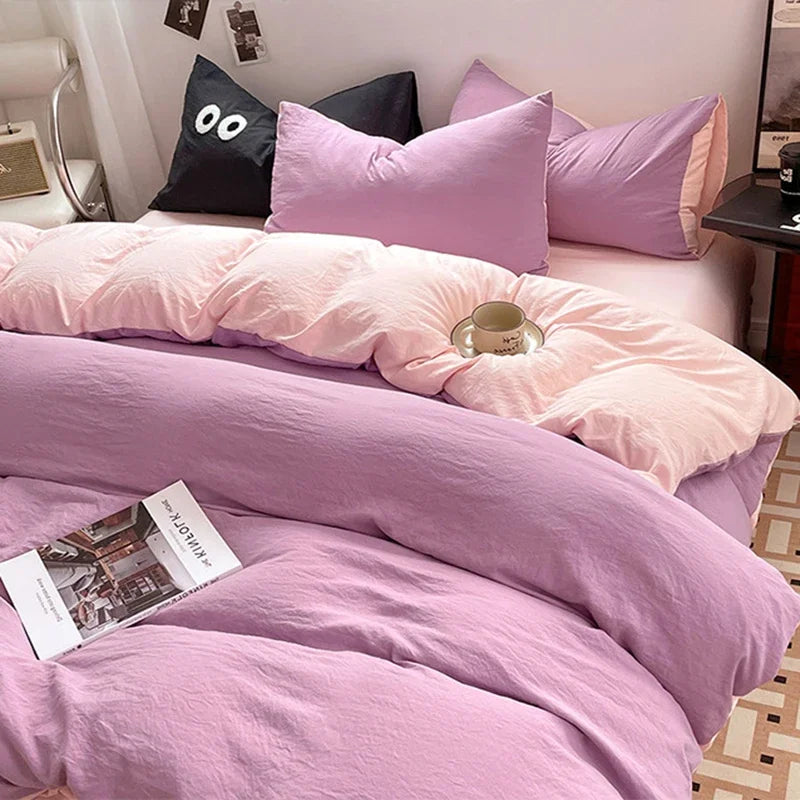 Afralia™ Cotton Bedding Set: Soft Duvet Sheets, Pillowcases, Comforter Set - All Seasons Comfort