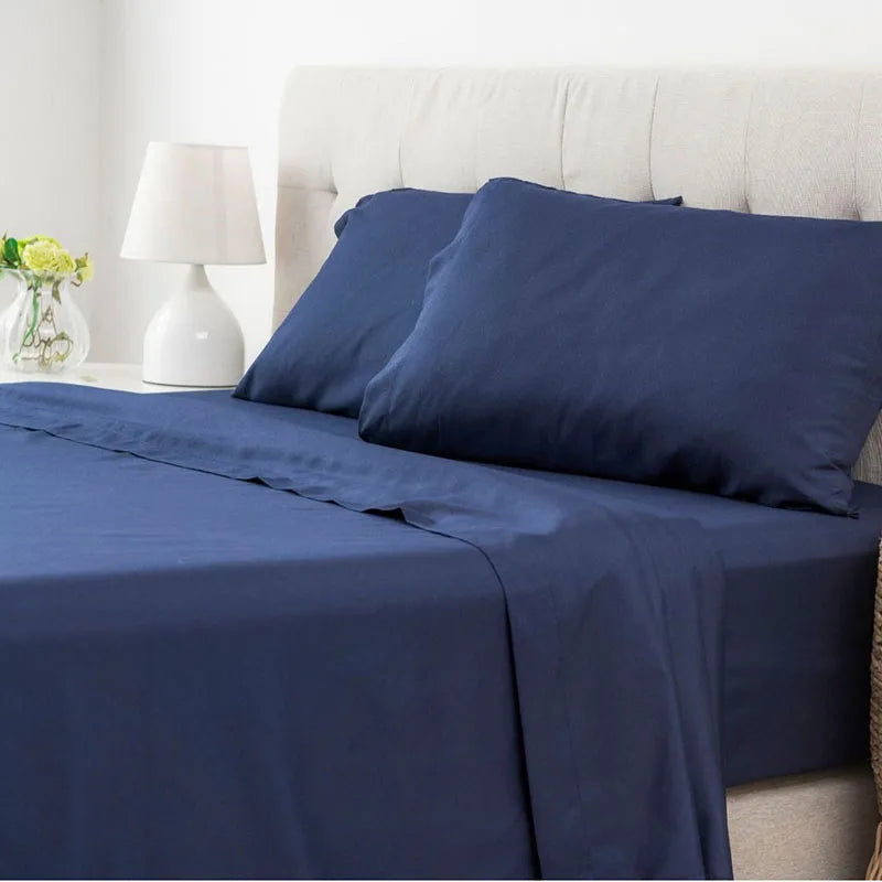 Afralia™ Solid Bed Sheet Set 4 Pcs - All Seasons Full Queen Twin Size Kit