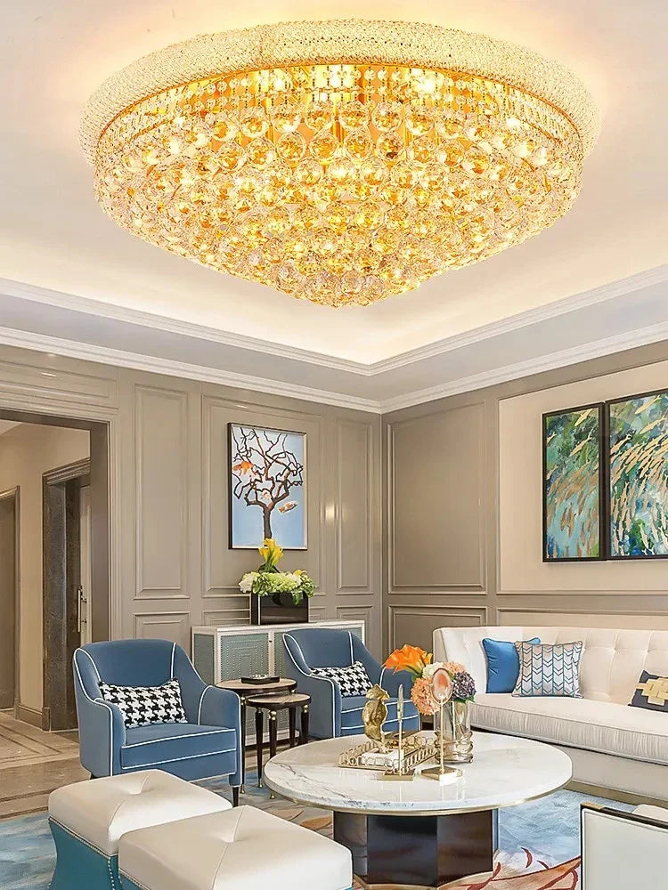 Afralia™ Crystal Ceiling Lamp Elegant Modern Light Luxury Hotel Villa Restaurant Lighting