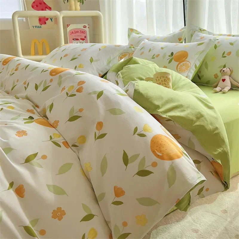 Afralia™ Small Floral Cotton Bedding Set for Soft Skin-Friendly Duvet Cover Sets
