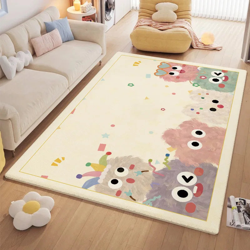 Afralia™ Cartoon Ball Print Cozy Carpet: Anti-Slip, Stain-Resistant Bedside Rug