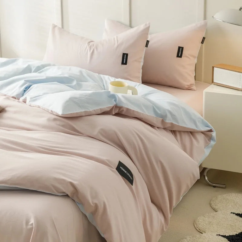 Afralia™ Double-Sided Color Matching Cotton Bedding Set for Adults