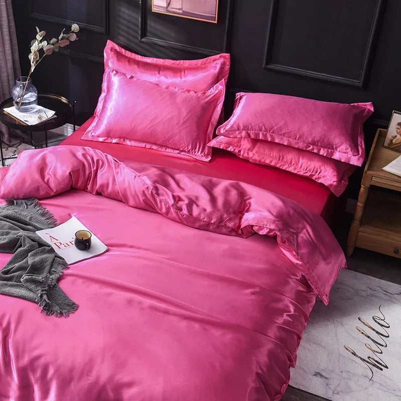 Afralia™ Ice Rayon Satin Bedding Set: Cooling, Soft, Summer Comfort for Twin-Double Bed