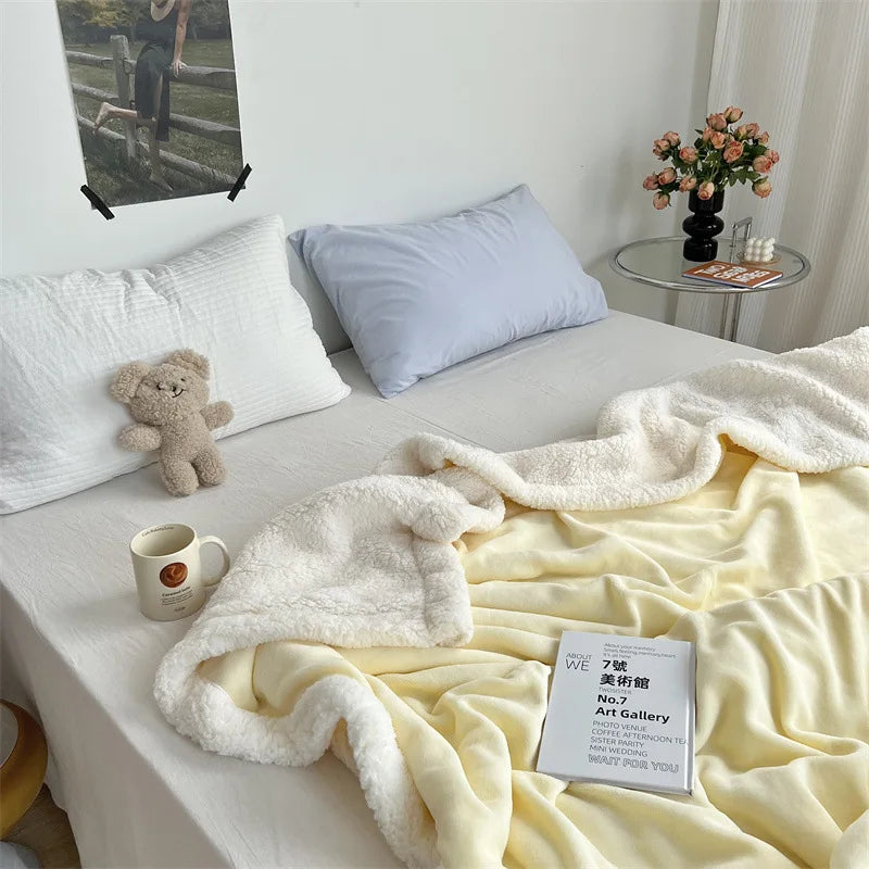 Afralia™ Cozy Lamb Wool Blanket: High-Quality Warm Velvet Quilt for All Seasons.