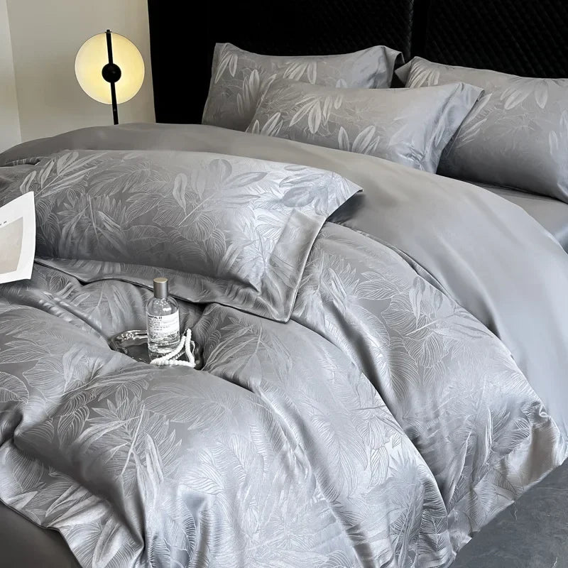 Afralia™ Ice Silk Jacquard Bedding Set - Luxury Comforter Cover, Soft & Cozy, Queen/King