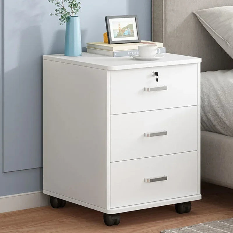 Afralia™ Mobile Under-Table Storage Cabinet with Lock, Wooden Low Drawer, Printer Cabinet