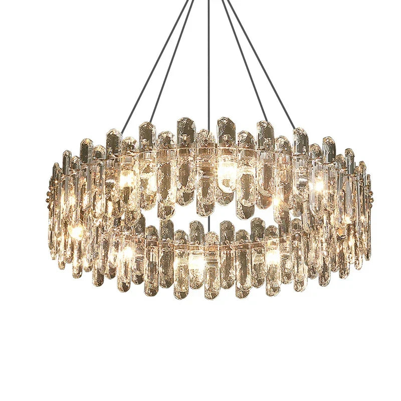 Afralia™ Gold Crystal Strip Chandelier - Dimmable Indoor Ceiling Light