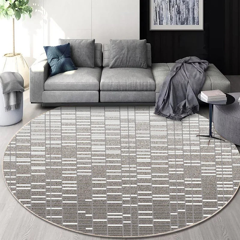 Afralia™ Circular Geometric Cashmere Floor Mat for Living Room, Stain Resistant & Easy-Clean