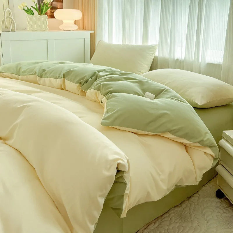 Afralia™ Solid Color Duvet Cover Set - Queen King Full Size Flat Sheet Bedding