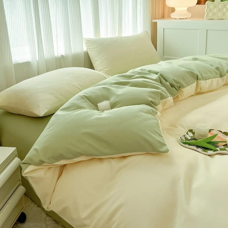 Afralia™ Solid Color Duvet Cover Set - Queen King Full Size Flat Sheet Bedding