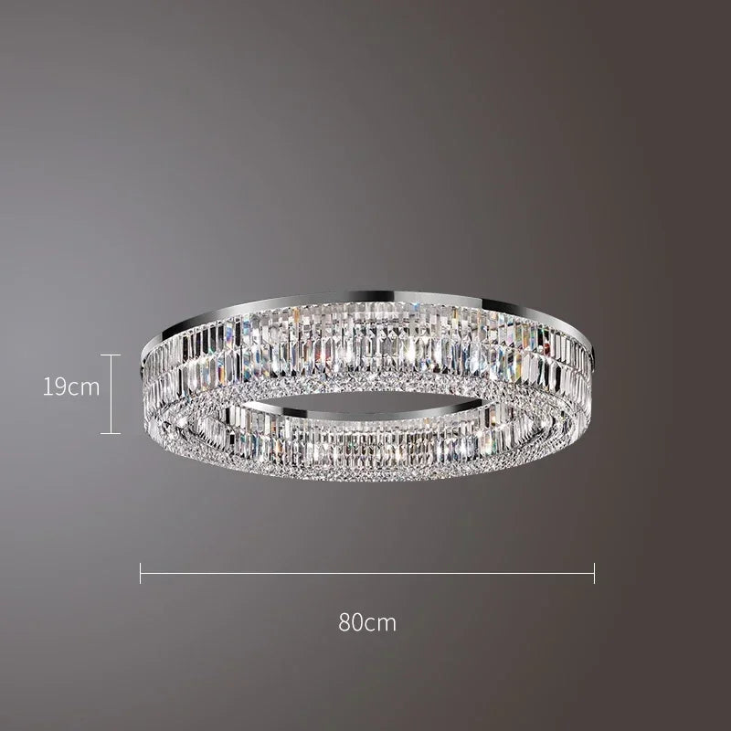 Afralia™ Modern Crystal Chandelier Chrome Stainless Steel Hanging Light Fixtures
