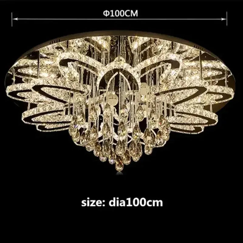Afralia™ Crystal Stainless Steel LED RGB Chandelier for Modern Foyer & Living Room