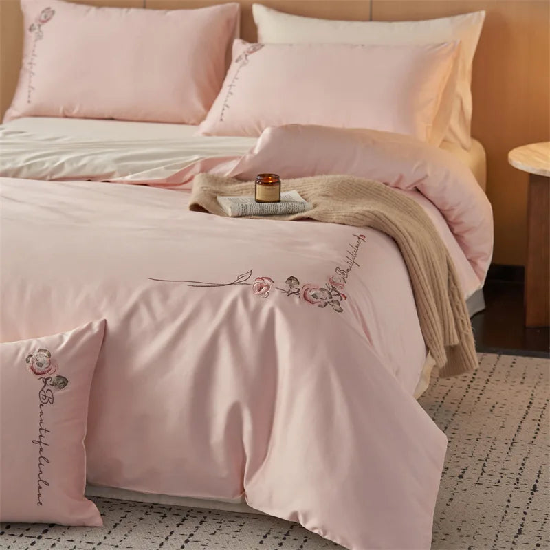 Afralia™ Luxury Cotton Embroidered Bedding Set for Romantic Bedroom - High Quality Quilt Set