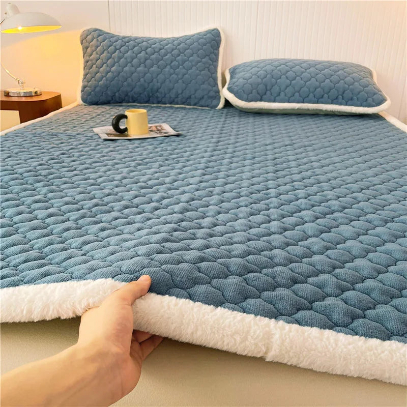 Afralia™ Antibacterial Milk Velvet Mattress, Thick & Warm with Anti-Slip Straps