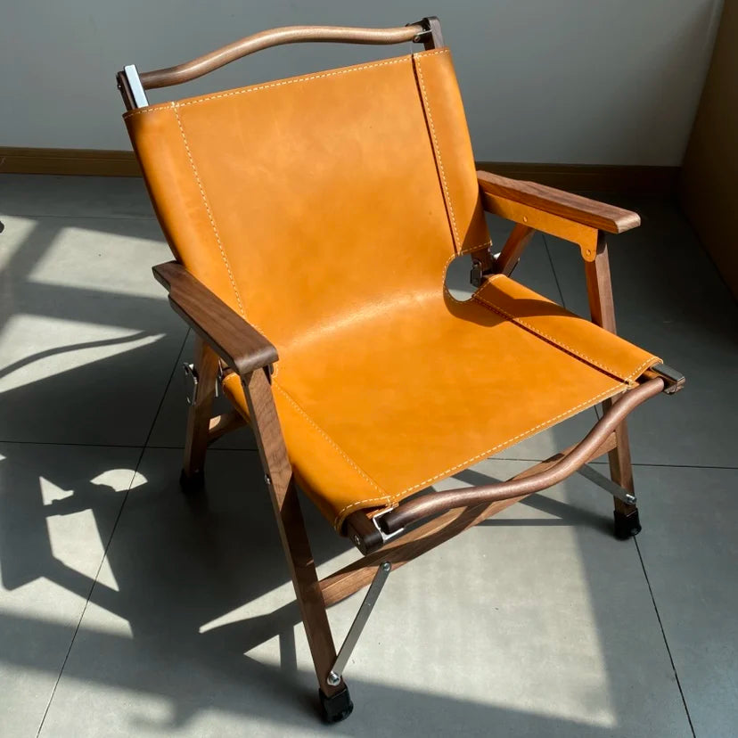 Afralia™ Portable Folding Backrest Chair with Faux Wood Armrests