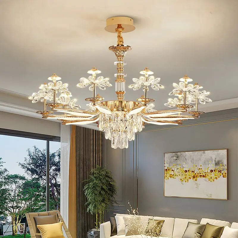 Afralia™ Crystal Chandelier Ceiling Pendant Light for Living, Dining, and Bedroom Home Lighting