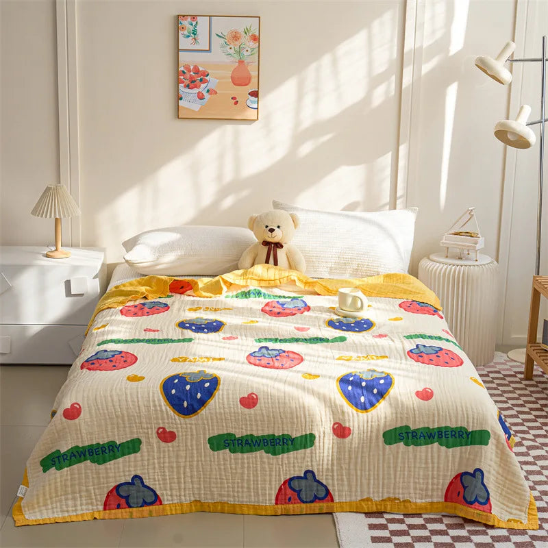 Afralia™ Six-Layer Cotton Towel Blanket: Bubble Gauze Bed Cover, Skin-Friendly, Summer Cool Quilt