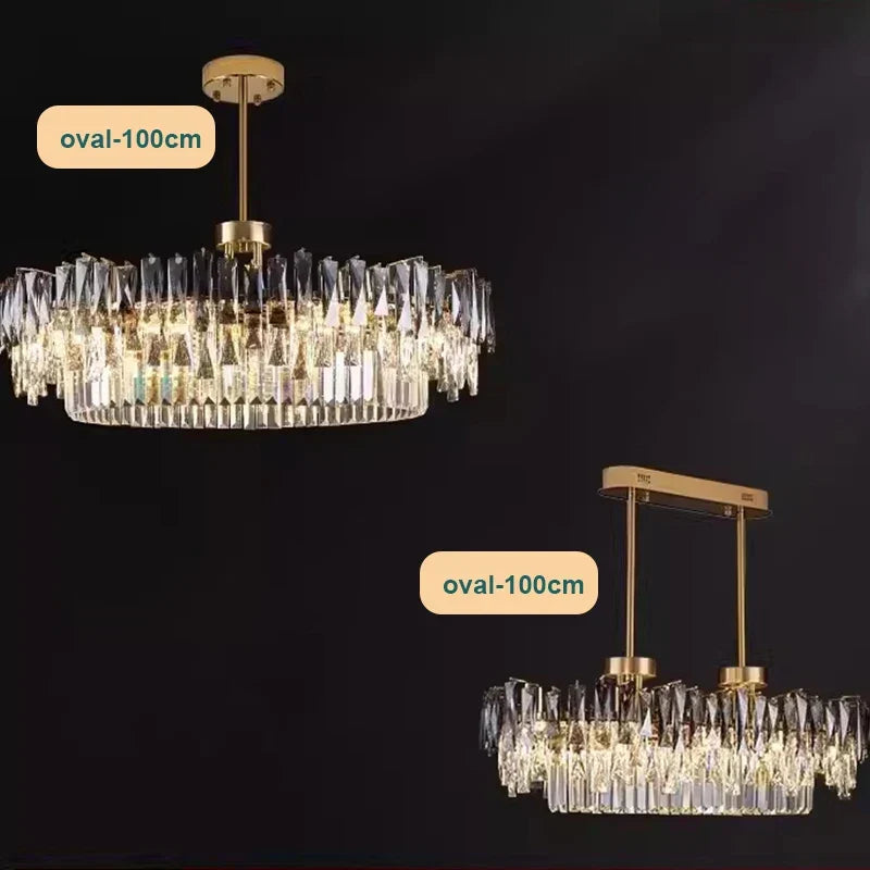 Afralia™ Gold Crystal Chandelier Modern LED Pendant Lamps