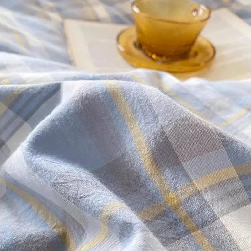 Afralia™ Cozy Plaid Duvet Cover | Simple Nordic Comforter Cover | Non-Fading Washed Cotton Bedding