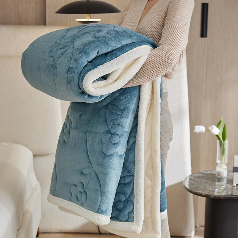 Afralia™ Cozy Three-Layer Lamb Wool Sofa Blanket for Autumn & Winter Decor